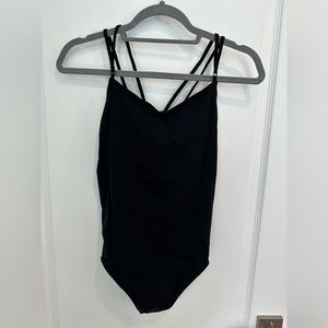 Lululemon one-piece bathing suit with cross back design. Size 6/8, black